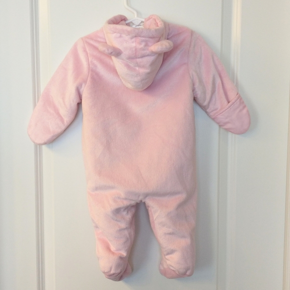 Disney Baby Pink Minnie Mouse Snowsuit One Piece Hooded Pram Size 3 to 6 Months - Picture 2 of 12